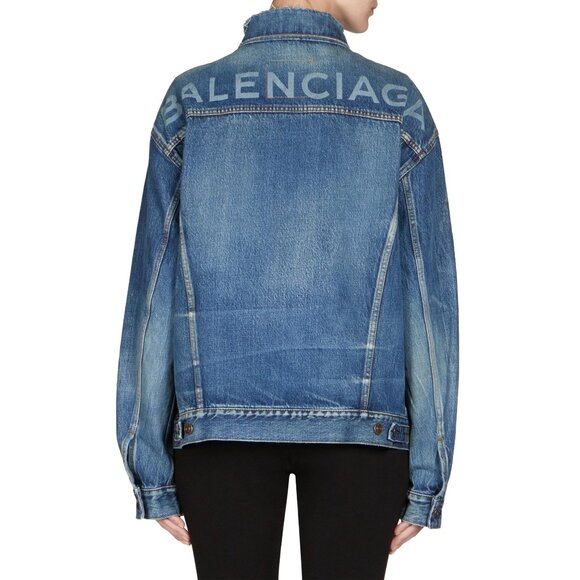 Balenciaga Oversized Logo Denim Jacket – Blue – Authentic - Picture 1 of 3